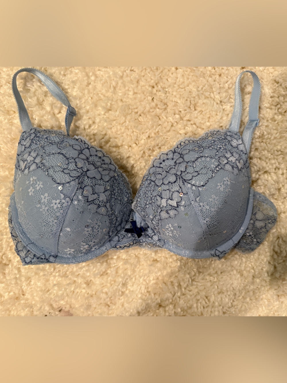 Victoria's Secret Powder Blue Lace Push-Up Bra 34D
